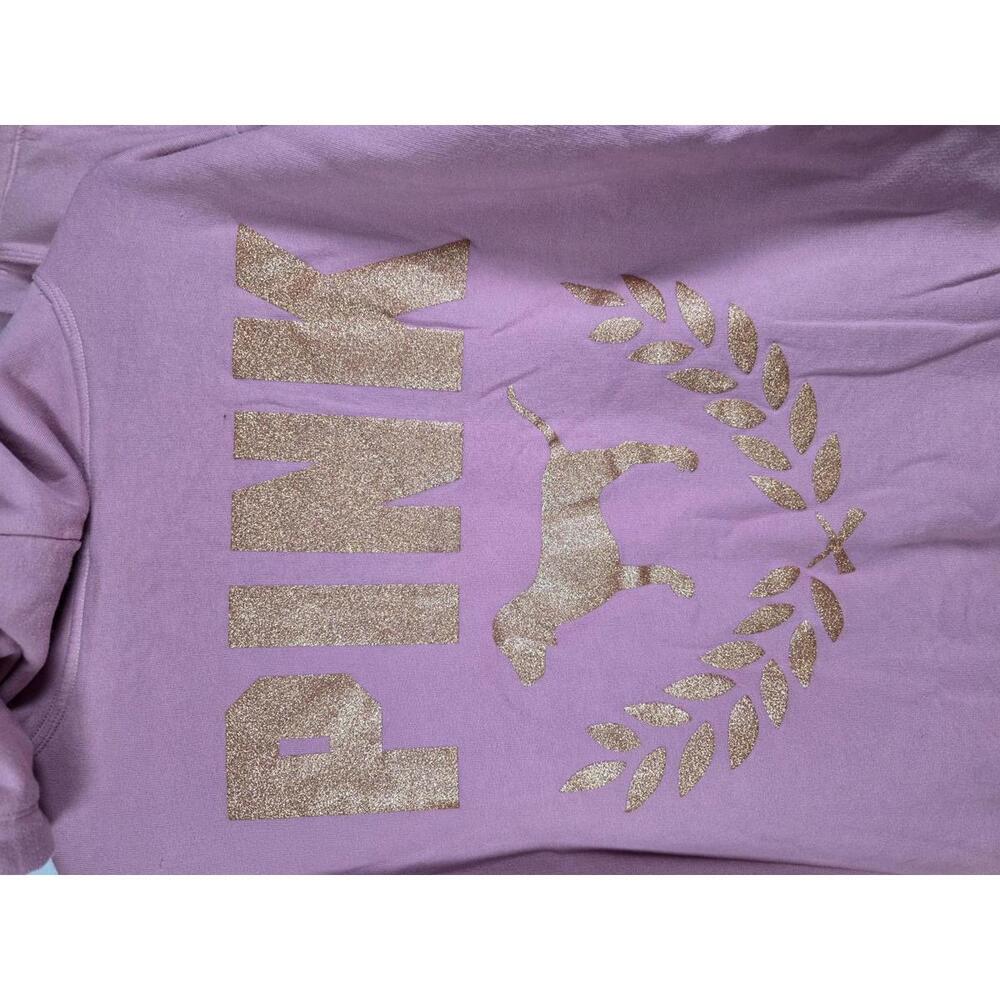 PINK Victoria's Secret Rose Pink Hoodie & Jogger Set with Gold Glitter Logo - Picture 5 of 8